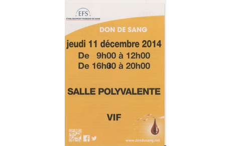 Don du Sang 11 Décembre