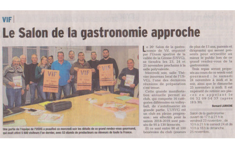 SALON DE LA GASTRONOMIE : ARTICLE DU DL 